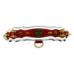 White-Red ''Athena'' Spiked Leather Dog Collar