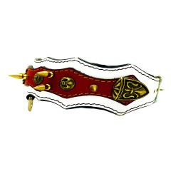 White-Red ''Athena'' Spiked Leather Dog Collar
