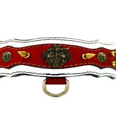 White-Red ''Athena'' Spiked Leather Dog Collar