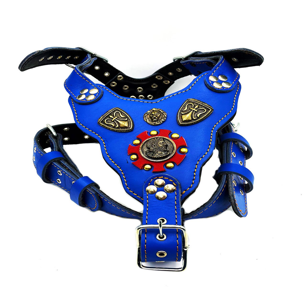 Blue ''Prometheus''  Leather Dog Harness
