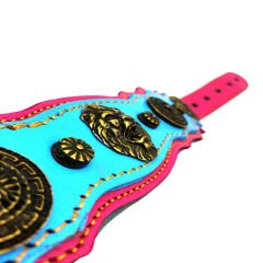 Pink-Blue The ''Hera'' Leather Dog Collar