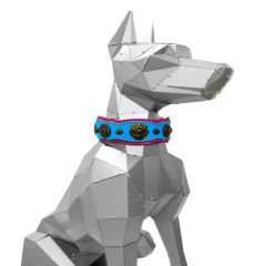 Pink-Blue The ''Hera'' Leather Dog Collar