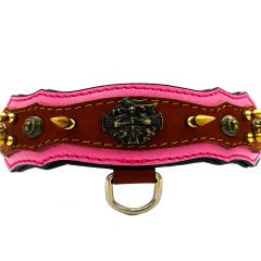 Pink-Brown ''Athena'' Spiked Leather Dog Collar