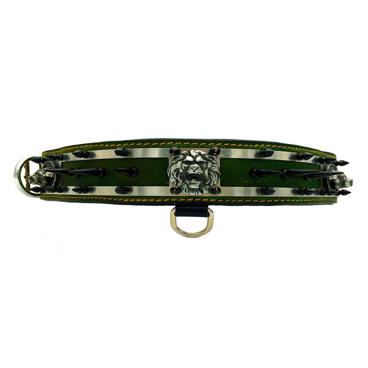 Pitbull And Lion Head Spiked Dog Collar