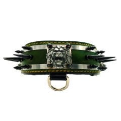 Pitbull And Lion Head Spiked Dog Collar