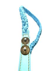 Blue Braided Leather Dog Leash