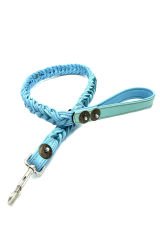 Blue Braided Leather Dog Leash