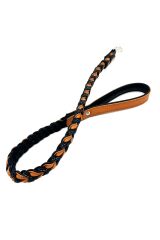 Black-Brown Braided Leather Dog Leash