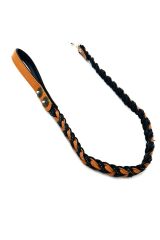 Black-Brown Braided Leather Dog Leash