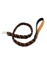 Black-Dark Brown Braided Leather Dog Leash
