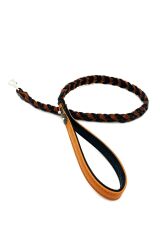 Black-Dark Brown Braided Leather Dog Leash