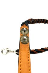 Black-Dark Brown Braided Leather Dog Leash