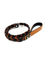 Black-Dark Brown Braided Leather Dog Leash