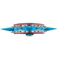 Pink-Blue Special Design Big Spiked Handmade Leather Dog Collar