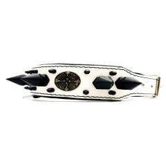 White-Black Bear Head Spiked Handmade Leather Dog Collar Necklace