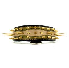 Black-Gold Tones Special Design Handmade Spiked Leather Dog Collar Necklace