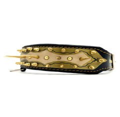 Black-Gold Tones Special Design Handmade Spiked Leather Dog Collar Necklace