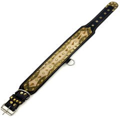 Black-Gold Tones Special Design Handmade Spiked Leather Dog Collar Necklace