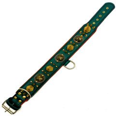 Green American Bully Head Big Spiked Handmade Leather Dog Collar