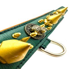 Green American Bully Head Big Spiked Handmade Leather Dog Collar