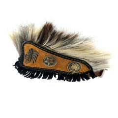 Brown Chicago Bulls Head Fur Suede Leather Handmade Dog Collar