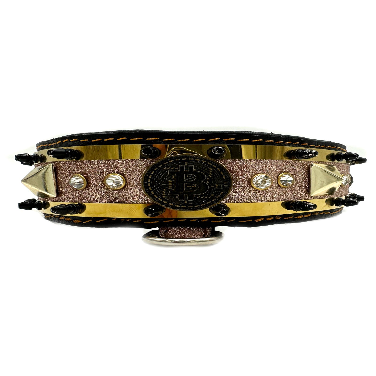 Luxury Crystal Stone Silvery Bitcoin Dog Collar