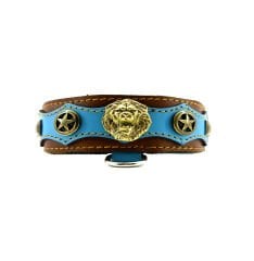 Luxury Lion Figured Handmade Leather Dog Collar