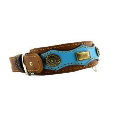 Luxury Lion Figured Handmade Leather Dog Collar