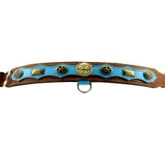 Luxury Lion Figured Handmade Leather Dog Collar