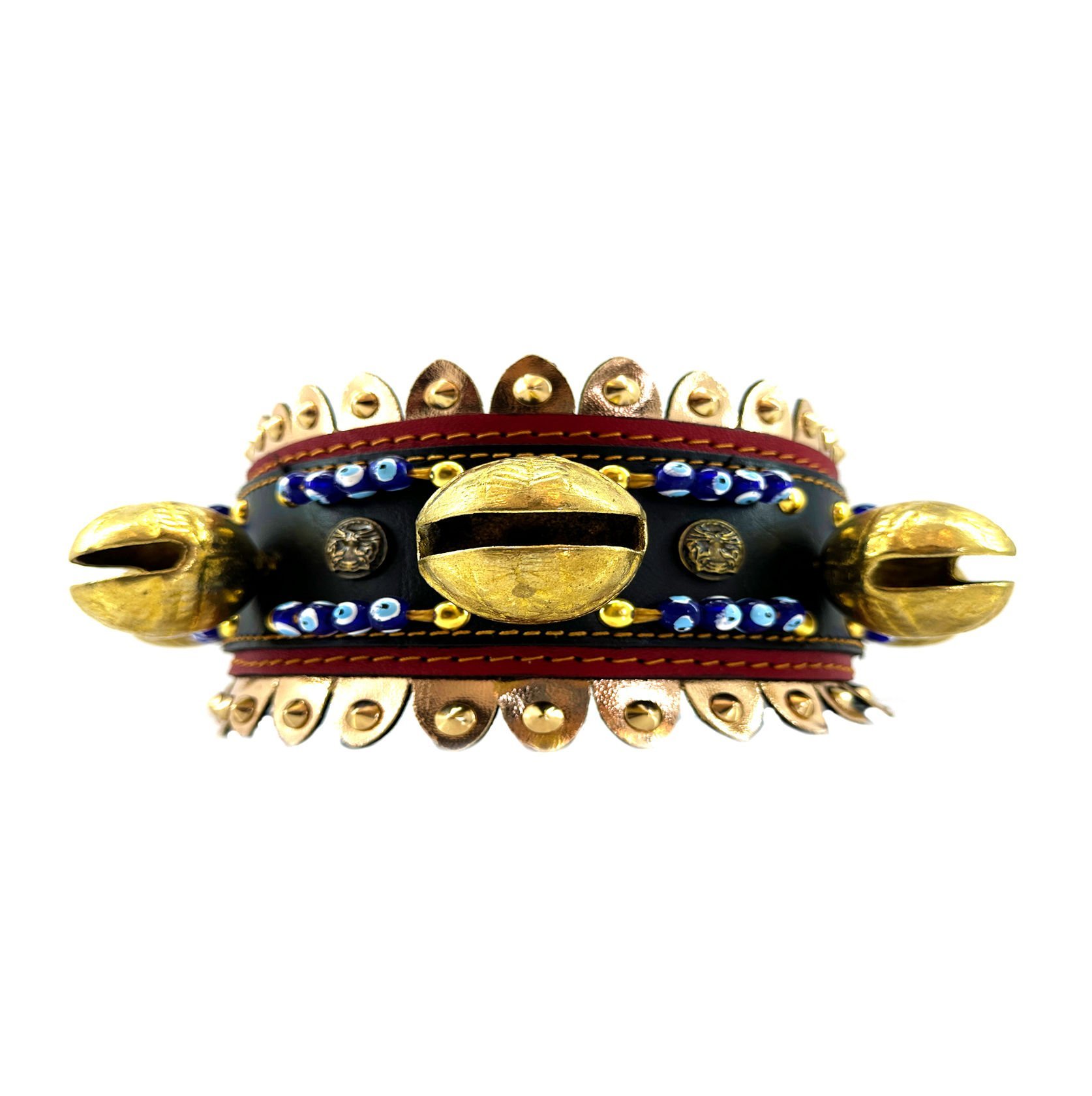 Luxury Big Belled Evil Eye Beaded Dog Collar