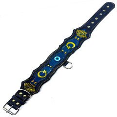 Evil Eye Beaded Handmade Leather Dog Collar