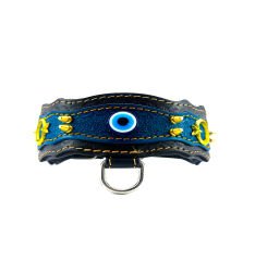 Evil Eye Beaded Handmade Leather Dog Collar