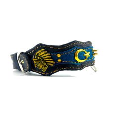 Evil Eye Beaded Handmade Leather Dog Collar