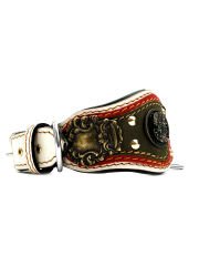 Wolf Figured Leather Luxury Dog Collar