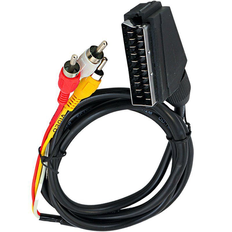 SCART 3 RCA KABLO 1.2 METRE 7 MM SİYAH * SCART TOS KABLO
