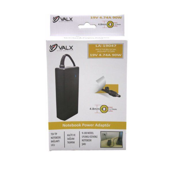 Valx LA-19075 19V 4.74A 90W 7.4×5.0mm HP  DELL Laptop Adaptör