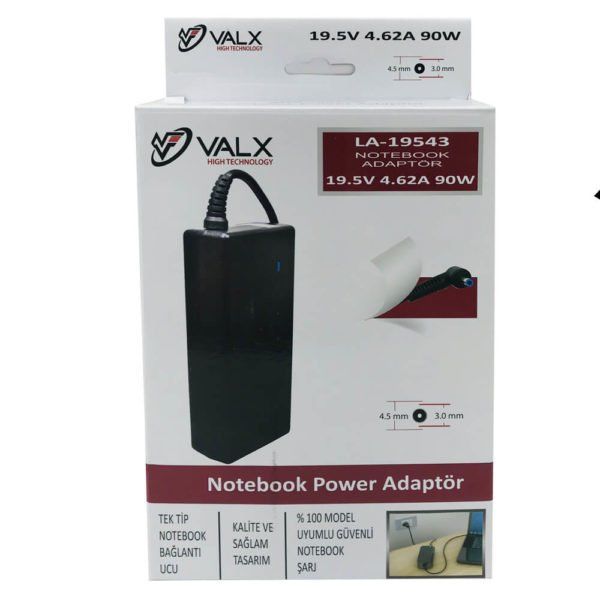 Valx LA-19543 19.5V 4.62A 90W 4.5×3.0 HP MAVİ MİNİ Laptop Adaptör