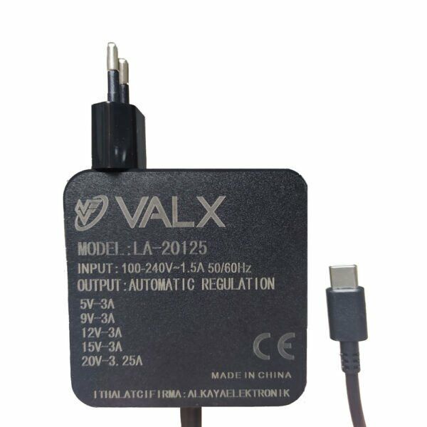Valx LA-20125 5V/9V/12V/15V/20V 3A Type-C  Laptop Adaptör
