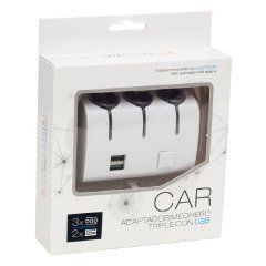 Powermaster 12V/24V Çift Usb'li 3'lü Oto Çakmak Çoklayıcı
