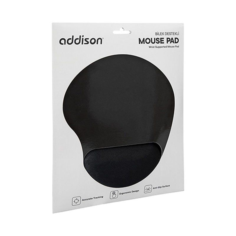 Addison 300521 Bileklik Destekli Siyah Mouse Pad-Siyah