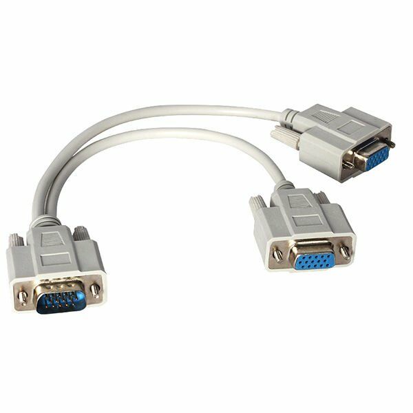 1x VGA Erkek To 2x VGA Dişi 30 CM Çevirici Kablo
