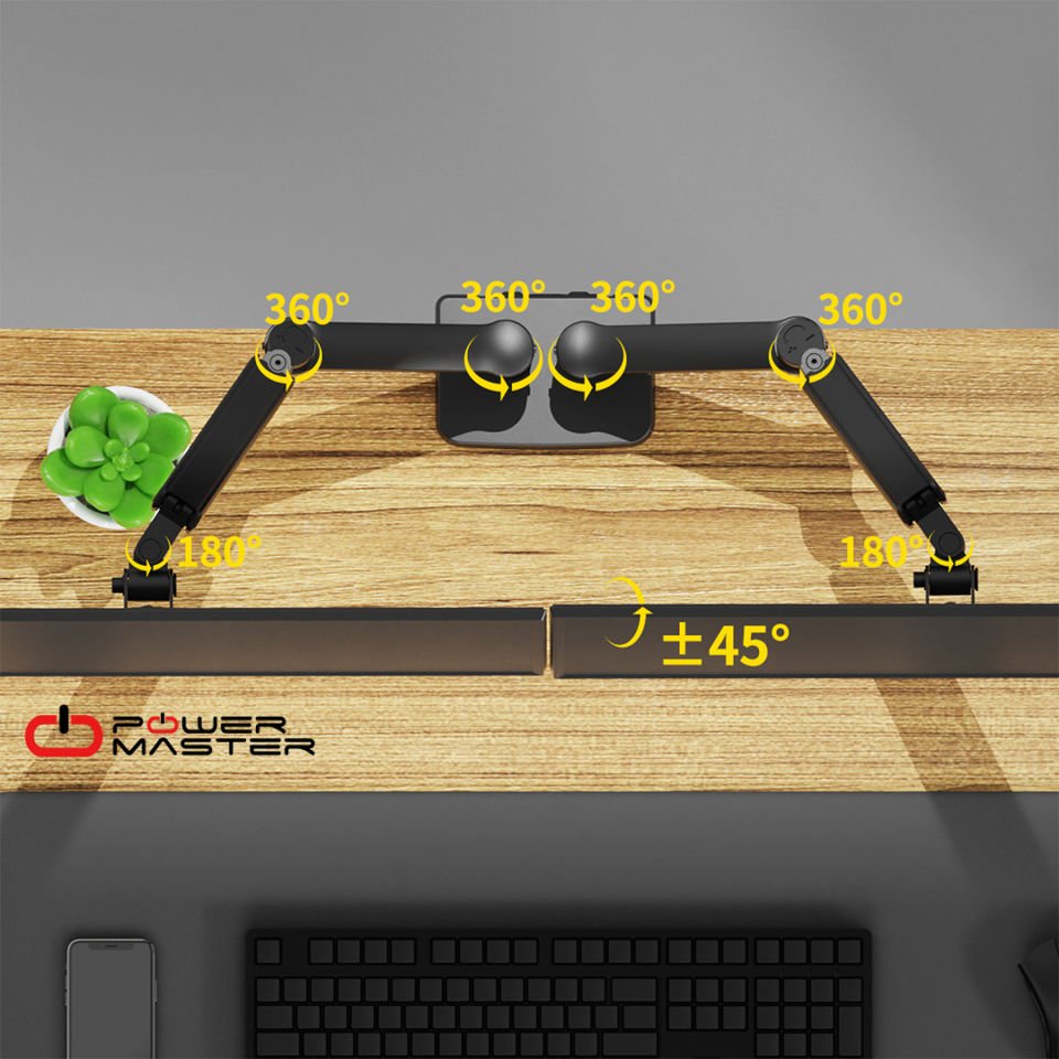 POWERMASTER PM-252D 13-32'' AMORTİSÖRLÜ STAND ÇİFT KOL LCD-LED MONİTÖR TUTUCU STAND ASKI APARATI