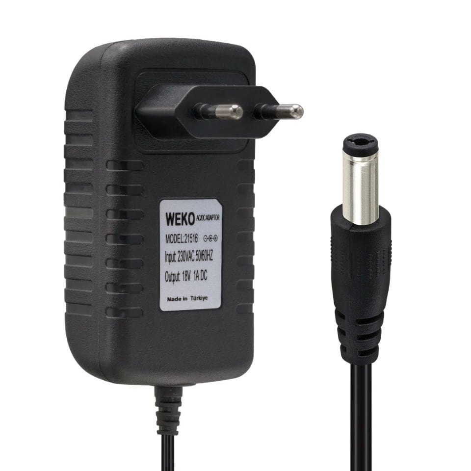 18 VOLT - 1 AMPER 5.5*2.5 UÇLU PRİZ TİPİ ADAPTÖR