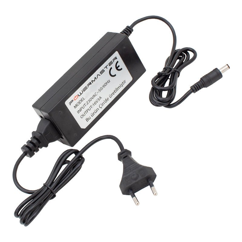 16 VOLT - 3 AMPER 5.5*2.5 MM UÇLU PLASTİK KASA SANTRAL ADAPTÖRÜ (MASAÜSTÜ)
