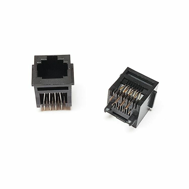 RJ45 Dişi Soket - 180C Siyah Plastik Ethernet Konnektörü