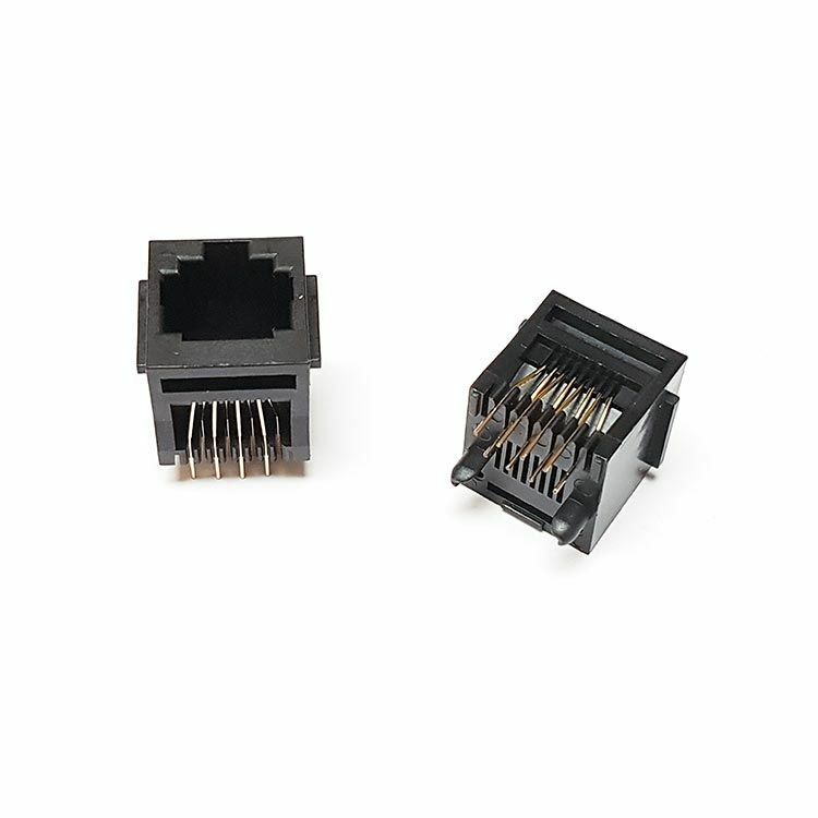 RJ45 Dişi Soket - 180C Siyah Plastik Ethernet Konnektörü