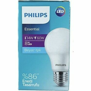 Philips Essential 9W (60W) Beyaz Işık LED Ampul E27 Normal