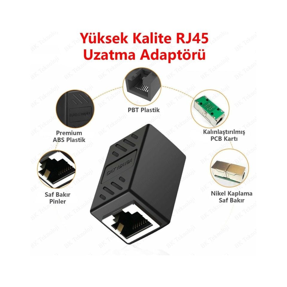 RJ45 Ethernet Kablosu Uzatma Aparatı Siyah