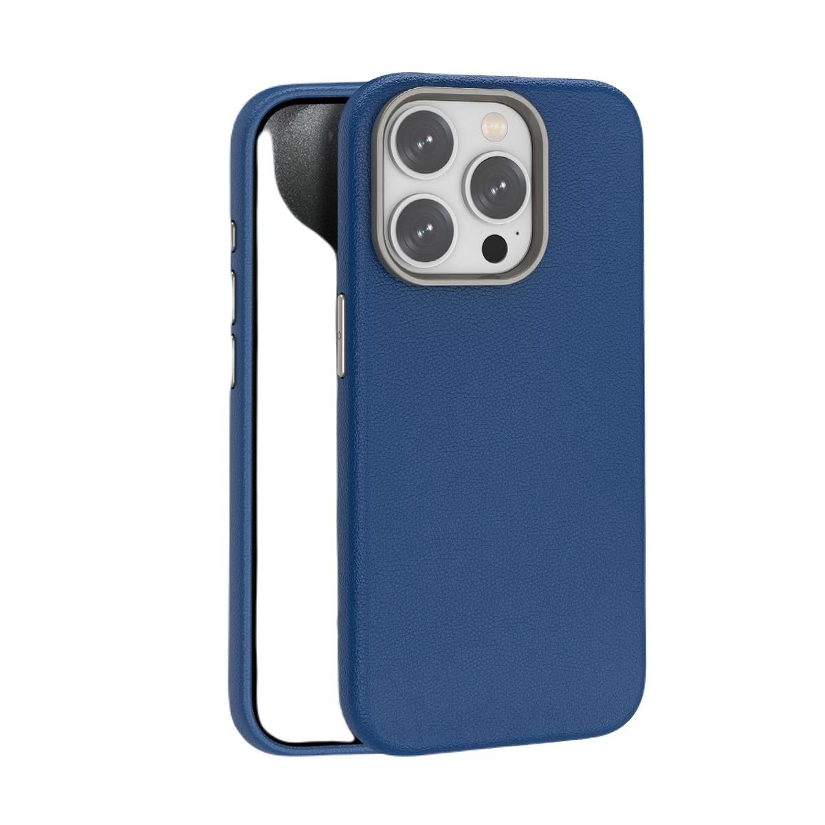 Piili iPhone 15 Pro Deri Magsafe Kılıf Lacivert