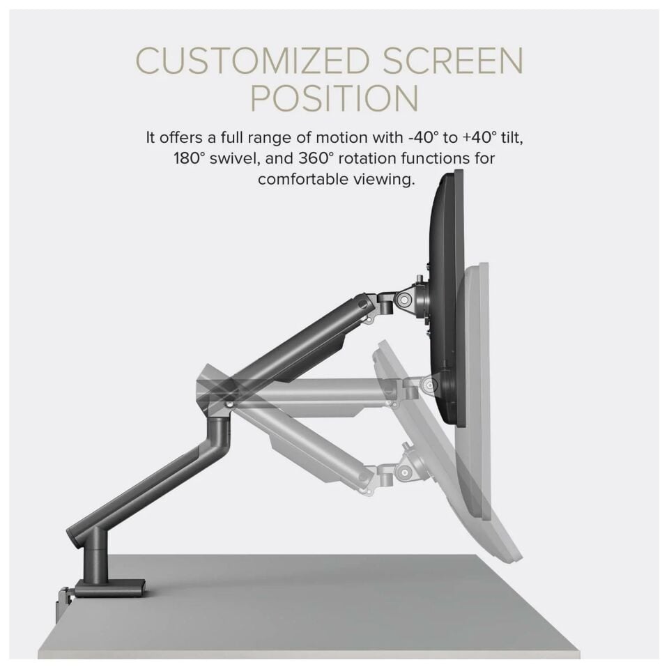 POUT Eyes 12 Single Ayarlanabilir Tekli Monitör Kolu Gri